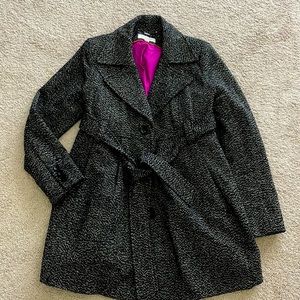 Belted black and white tweed coat - maternity but I wore it as non maternity